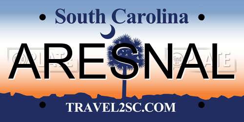 ARESNAL South Carolina License Plate