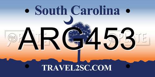ARG453 South Carolina License Plate