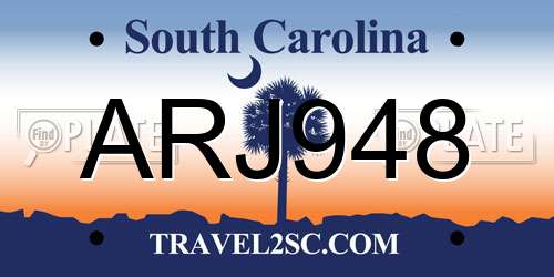 ARJ948 South Carolina License Plate