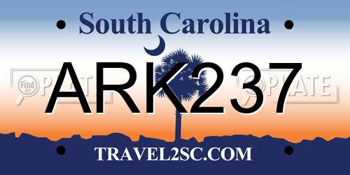 ARK237 South Carolina License Plate