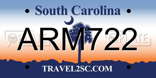 ARM722 South Carolina License Plate