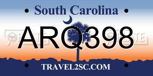 ARQ398 South Carolina License Plate