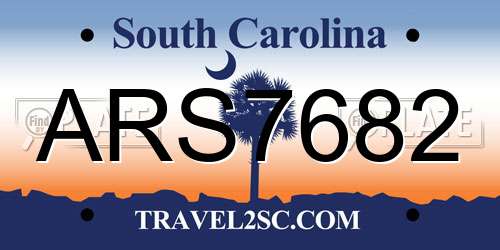 ARS7682 South Carolina License Plate