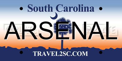 ARSENAL South Carolina License Plate
