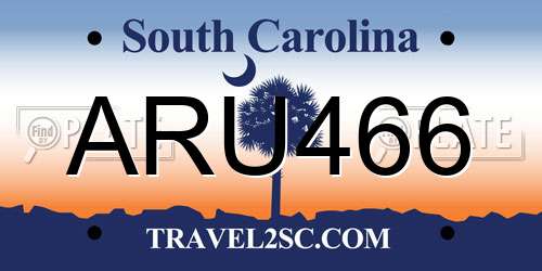 ARU466 South Carolina License Plate