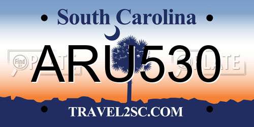 ARU530 South Carolina License Plate