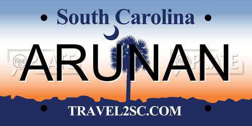 ARUNAN South Carolina License Plate