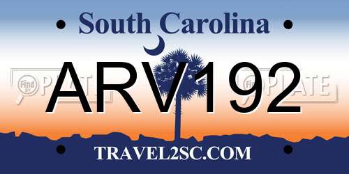 ARV192 South Carolina License Plate