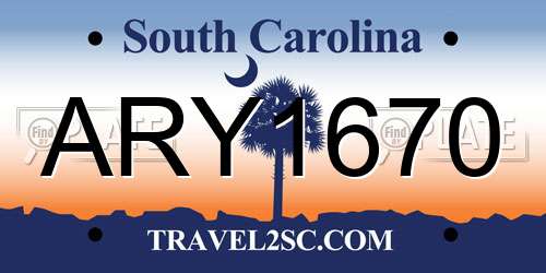 ARY1670 South Carolina License Plate