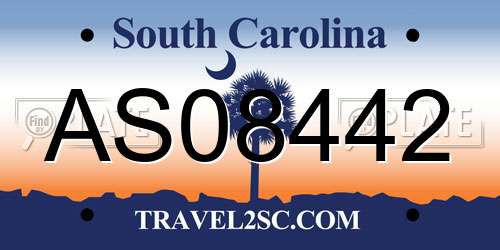 AS08442 South Carolina License Plate