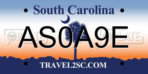 AS0A9E South Carolina License Plate