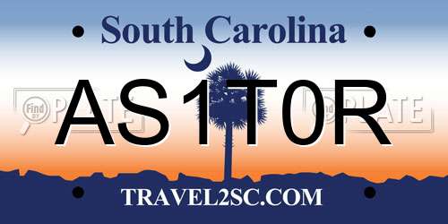 AS1T0R South Carolina License Plate