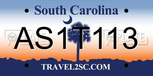 AS1T113 South Carolina License Plate