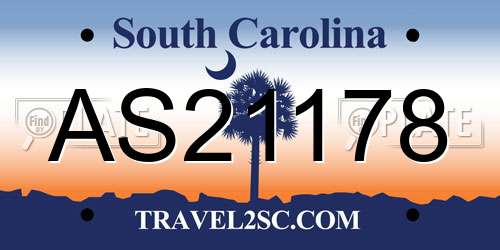 AS21178 South Carolina License Plate