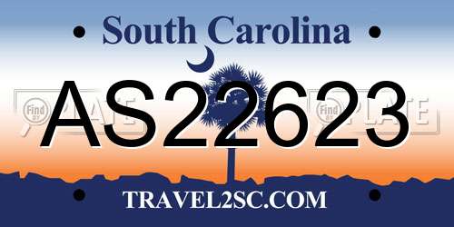 AS22623 South Carolina License Plate