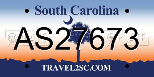 AS27673 South Carolina License Plate