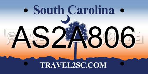 AS2A806 South Carolina License Plate
