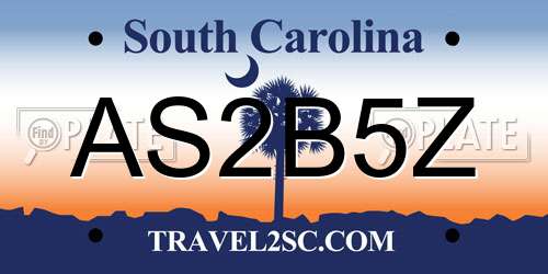 AS2B5Z South Carolina License Plate