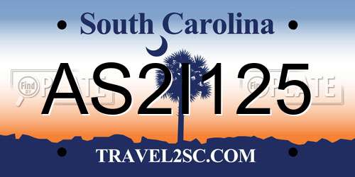 AS2I125 South Carolina License Plate