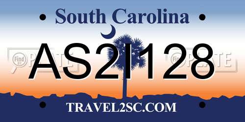 AS2I128 South Carolina License Plate