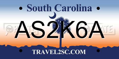 AS2K6A South Carolina License Plate