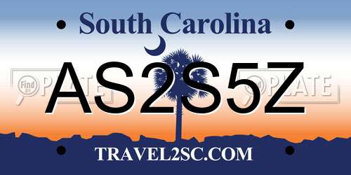 AS2S5Z South Carolina License Plate