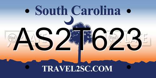 AS2T623 South Carolina License Plate