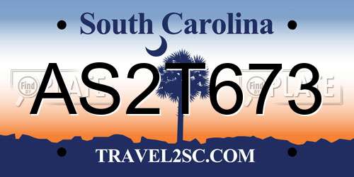 AS2T673 South Carolina License Plate