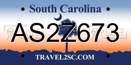 AS2Z673 South Carolina License Plate