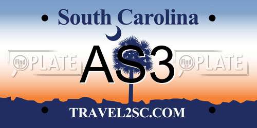 AS3 South Carolina License Plate