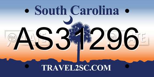 AS31296 South Carolina License Plate