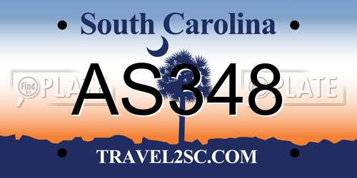 AS348 South Carolina License Plate