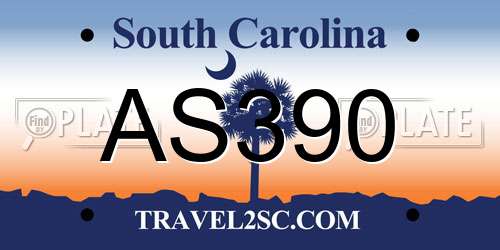 AS390 South Carolina License Plate