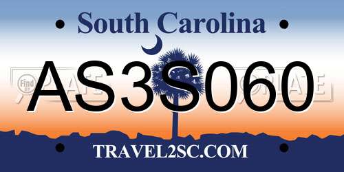 AS3S060 South Carolina License Plate