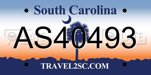 AS40493 South Carolina License Plate
