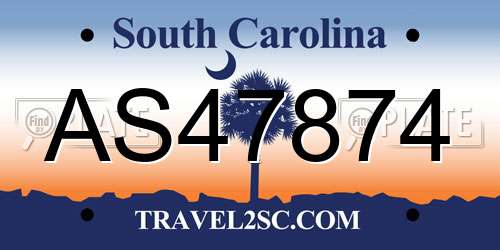 AS47874 South Carolina License Plate