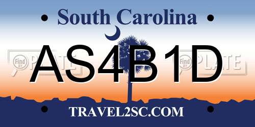 AS4B1D South Carolina License Plate