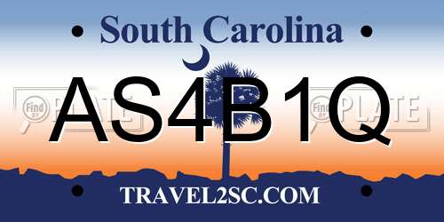 AS4B1Q South Carolina License Plate