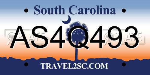 AS4Q493 South Carolina License Plate