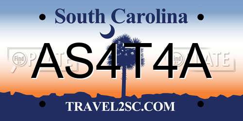 AS4T4A South Carolina License Plate