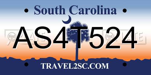 AS4T524 South Carolina License Plate