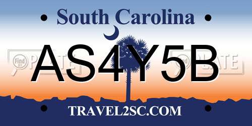 AS4Y5B South Carolina License Plate