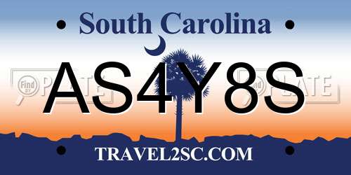 AS4Y8S South Carolina License Plate