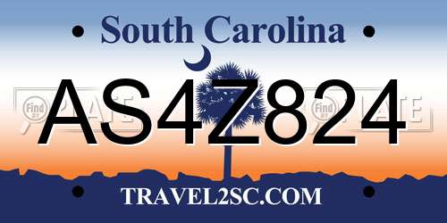 AS4Z824 South Carolina License Plate