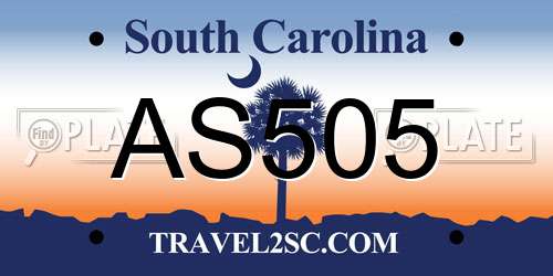 AS505 South Carolina License Plate