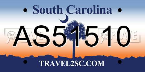 AS51510 South Carolina License Plate