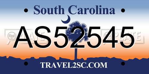 AS52545 South Carolina License Plate