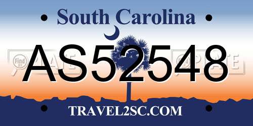 AS52548 South Carolina License Plate