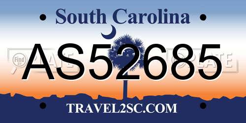 AS52685 South Carolina License Plate