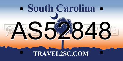 AS52848 South Carolina License Plate